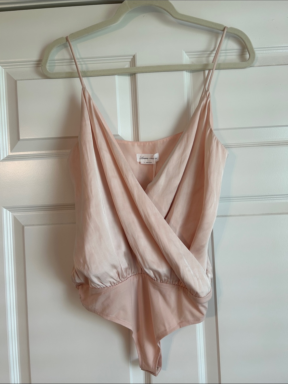 Lovers + Friends Blush Pink Wrap Front Bodysuit, Small